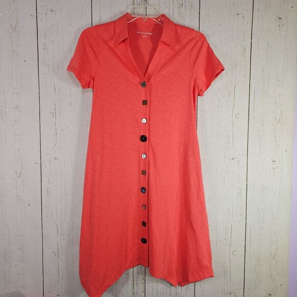 Soft Surroundings Dresses & Skirts - Soft Surroundings Womans Size Small Dress Buttons Coral Asymmetrical